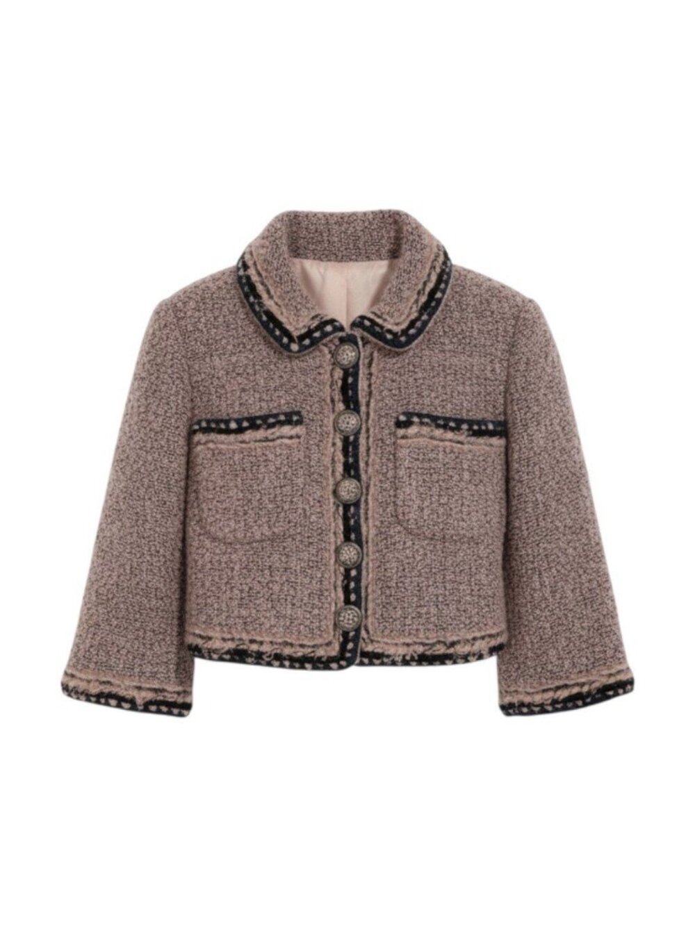 Chanel Short Length Tweed Jacket Cropped Pink